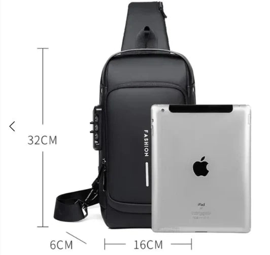 Black Anti-Theft USB Crossbody Shoulder Bag | Multifunction Travel Bag