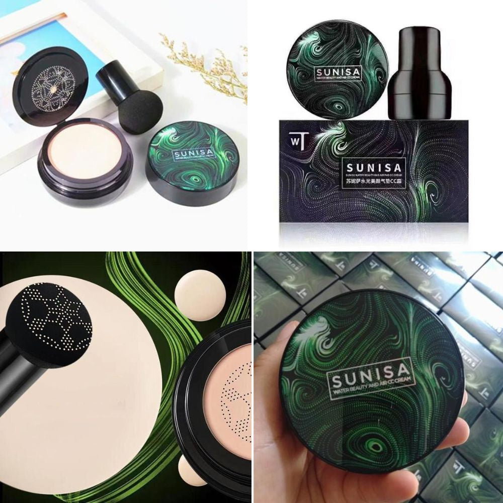 SUNISA 3-in-1 Air Cushion Foundation | CC & BB Cream Waterproof Base