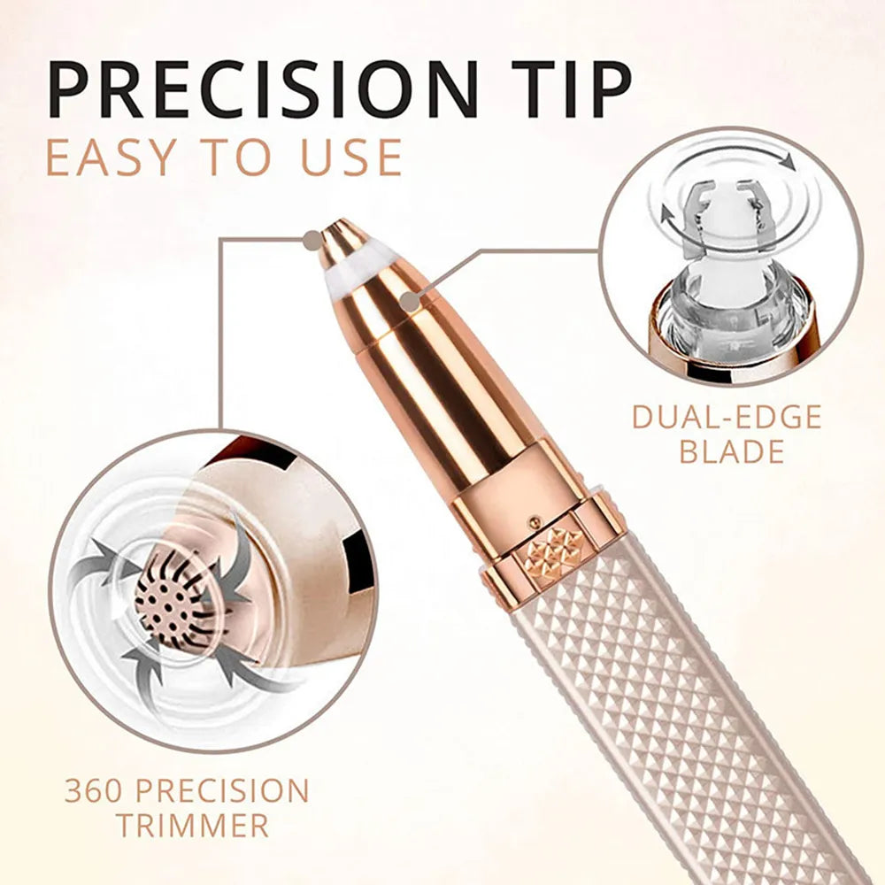2-in-1 Facial Hair Remover & Eyebrow Trimmer | USB Rechargeable & Painless