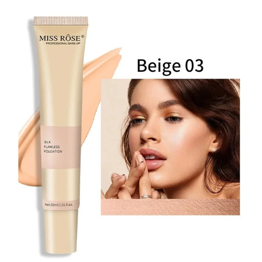Miss Rose Silk Flawless Foundation Beige 3 | Lightweight Long-Lasting Liquid Base with Natural Radiant Finish