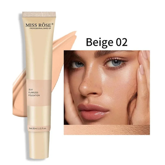 Miss Rose Silk Flawless Foundation Beige 2 | Lightweight Long-Lasting Liquid Base with Natural Radiant Finish