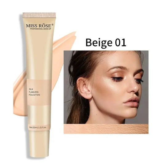 Miss Rose Silk Flawless Foundation Beige 1 | Lightweight Long-Lasting Liquid Base with Natural Radiant Finish