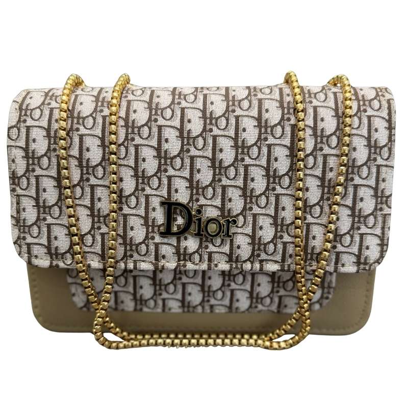 Dior Beige Oblique Canvas & Leather Flap Clutch | Designer Handbag