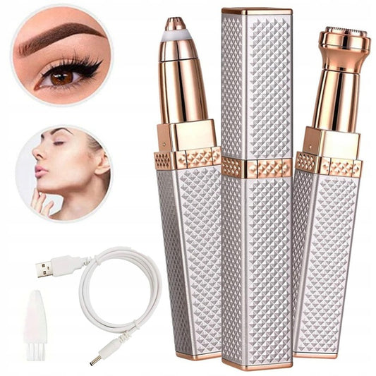 2-in-1 Facial Hair Remover & Eyebrow Trimmer | USB Rechargeable & Painless