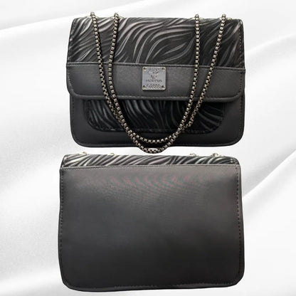Charcoal Black Luxury Faux Leather Shoulder Bag for Women | Casual & Work