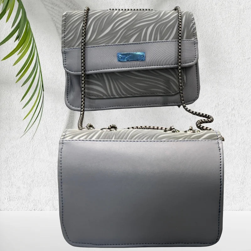 Grey Luxury Faux Leather Shoulder Bag for Women | Casual & Work Use
