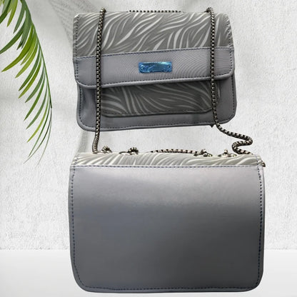 Grey Luxury Faux Leather Shoulder Bag for Women | Casual & Work Use