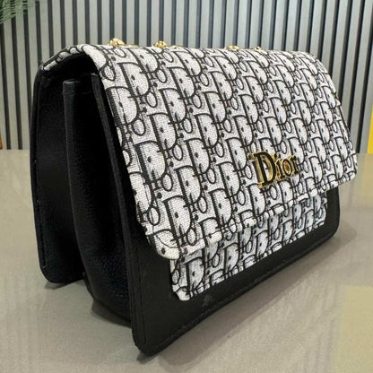 Dior Black Oblique Flap Clutch | Luxury Designer Handbag for Women
