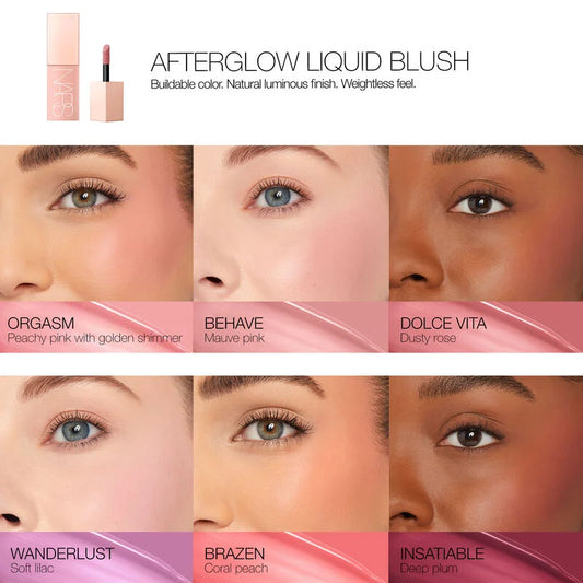 NARS Afterglow Liquid Blush Dolce Vita 7ml | Hydrating & Buildable Color