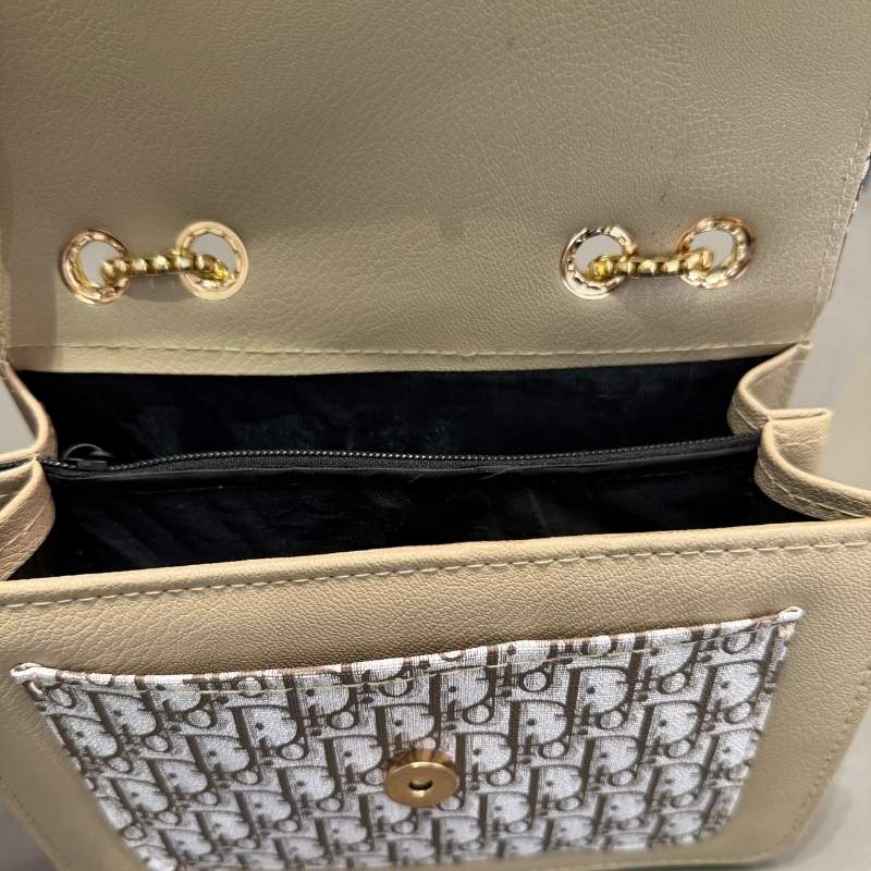 Dior Beige Oblique Canvas & Leather Flap Clutch | Designer Handbag