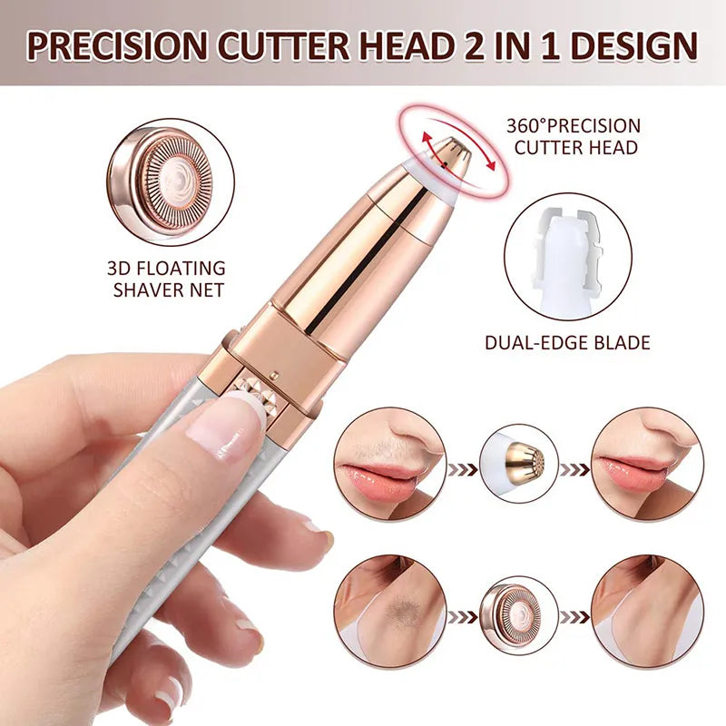 2-in-1 Facial Hair Remover & Eyebrow Trimmer | USB Rechargeable & Painless